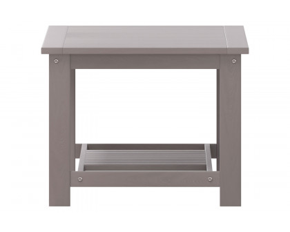 BLNK™ Charlestown Commercial All-Weather Poly Resin Wood Two Tiered Adirondack Slatted Coffee Conversation Table - Gray