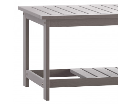 BLNK™ Charlestown Commercial All-Weather Poly Resin Wood Two Tiered Adirondack Slatted Coffee Conversation Table - Gray