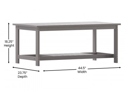 BLNK™ Charlestown Commercial All-Weather Poly Resin Wood Two Tiered Adirondack Slatted Coffee Conversation Table - Gray