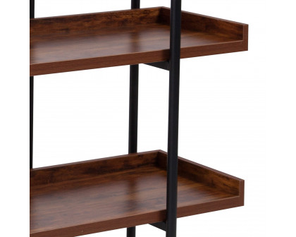 BLNK - Mayfair 3 Shelf Storage Display Unit Bookcase with Black Metal Frame in Rustic Wood Grain Finish