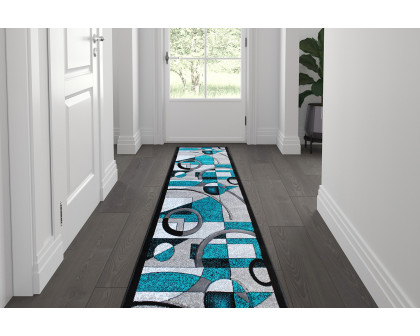 BLNK Elias Collection Geometric Abstract Olefin Area Rug with Jute Backing