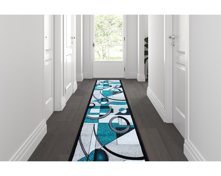 BLNK Elias Collection Geometric Abstract Olefin Area Rug with Jute Backing