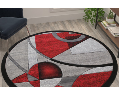 BLNK - Elias Collection Geometric Abstract Round Olefin Area Rug with Jute Backing