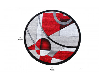 BLNK - Elias Collection Geometric Abstract Round Olefin Area Rug with Jute Backing