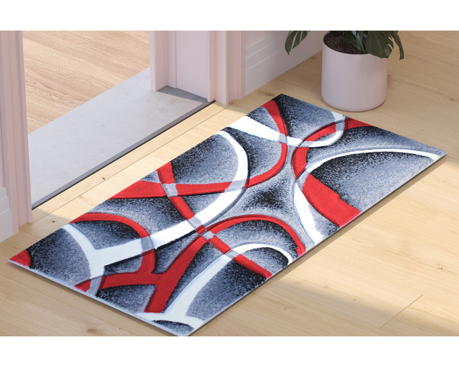 BLNK Atlan Collection Abstract Olefin Area Rug with Jute Backing