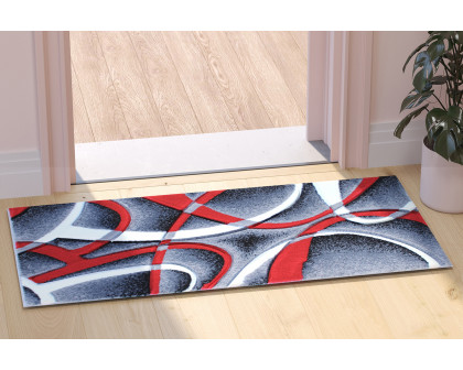 BLNK Atlan Collection Abstract Olefin Area Rug with Jute Backing