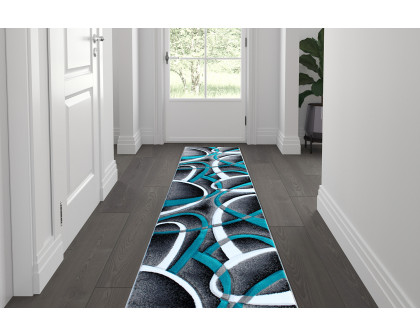 BLNK Atlan Collection Abstract Olefin Area Rug with Jute Backing