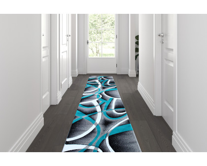 BLNK Atlan Collection Abstract Olefin Area Rug with Jute Backing