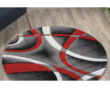 BLNK Atlan Collection Abstract Round Olefin Area Rug with Jute Backing