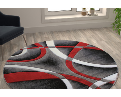 BLNK Atlan Collection Abstract Round Olefin Area Rug with Jute Backing