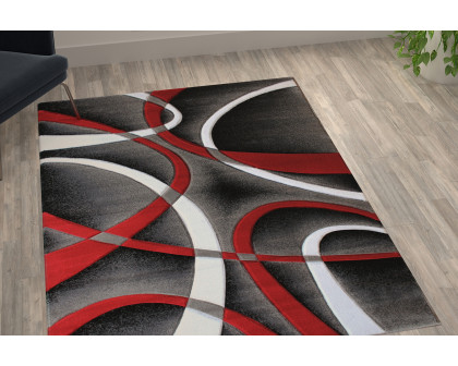 BLNK Atlan Collection Abstract Olefin Area Rug with Jute Backing