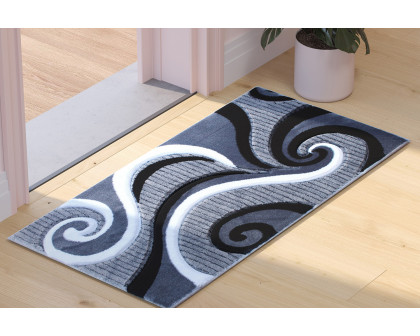 BLNK Athos Collection Abstract Olefin Area Rug with Jute Backing