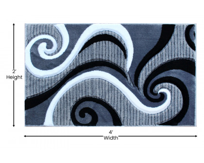 BLNK Athos Collection Abstract Olefin Area Rug with Jute Backing - Gray, 2'W x 3'L