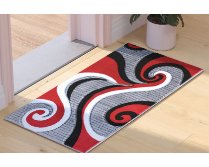 BLNK Athos Collection Abstract Olefin Area Rug with Jute Backing