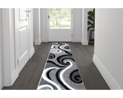 BLNK Athos Collection Abstract Olefin Area Rug with Jute Backing