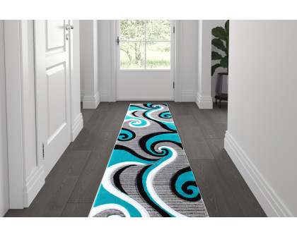 BLNK Athos Collection Abstract Olefin Area Rug with Jute Backing