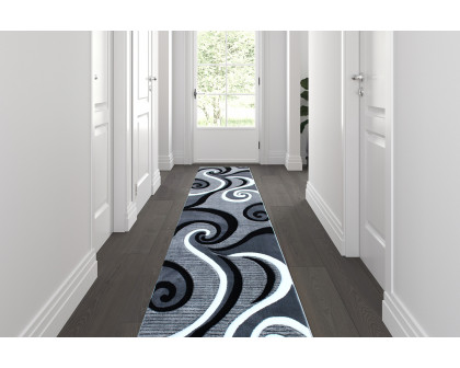 BLNK Athos Collection Abstract Olefin Area Rug with Jute Backing