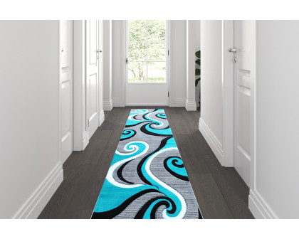 BLNK Athos Collection Abstract Olefin Area Rug with Jute Backing