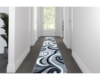 BLNK Athos Collection Abstract Olefin Area Rug with Jute Backing