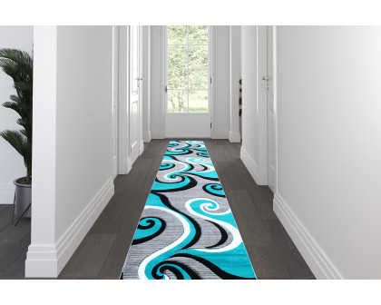 BLNK Athos Collection Abstract Olefin Area Rug with Jute Backing