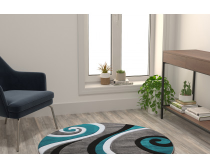 BLNK Athos Collection Abstract Olefin Area Rug with Jute Backing