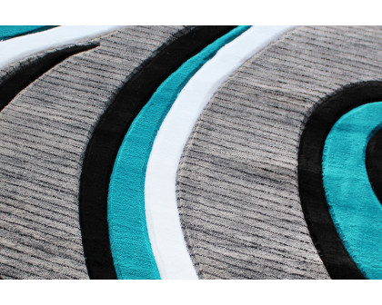 BLNK Athos Collection Abstract Olefin Area Rug with Jute Backing - Turquoise, 4'W x 4'L