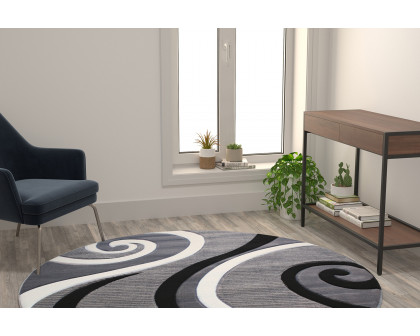 BLNK Athos Collection Abstract Olefin Area Rug with Jute Backing