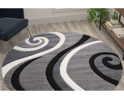 BLNK Athos Collection Abstract Olefin Area Rug with Jute Backing - Gray, 5'W x 5'L