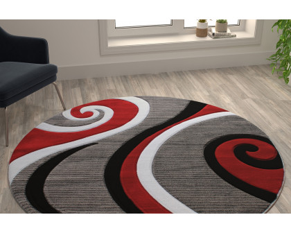 BLNK Athos Collection Abstract Olefin Area Rug with Jute Backing