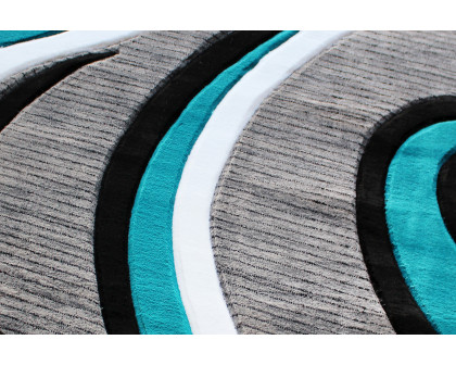 BLNK Athos Collection Abstract Olefin Area Rug with Jute Backing - Turquoise, 5'W x 5'L