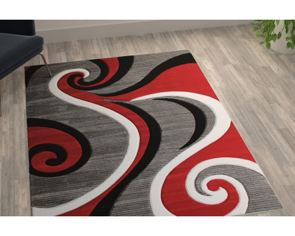 BLNK Athos Collection Abstract Olefin Area Rug with Jute Backing