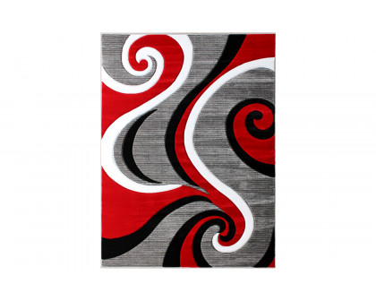 BLNK Athos Collection Abstract Olefin Area Rug with Jute Backing - Red, 5'W x 7'L