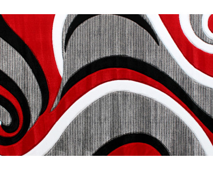 BLNK Athos Collection Abstract Olefin Area Rug with Jute Backing - Red, 5'W x 7'L