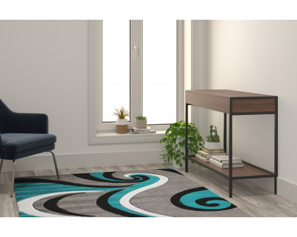 BLNK Athos Collection Abstract Olefin Area Rug with Jute Backing