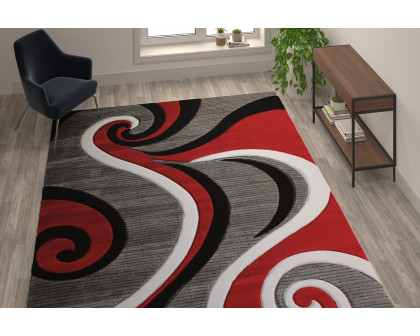 BLNK Athos Collection Abstract Olefin Area Rug with Jute Backing