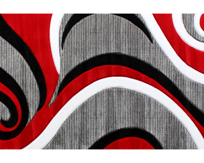 BLNK Athos Collection Abstract Olefin Area Rug with Jute Backing - Red, 8'W x 10'L