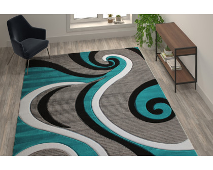 BLNK Athos Collection Abstract Olefin Area Rug with Jute Backing