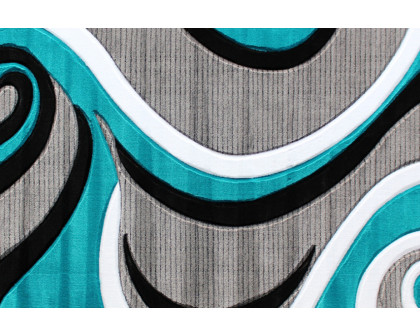 BLNK Athos Collection Abstract Olefin Area Rug with Jute Backing - Turquoise, 8'W x 10'L