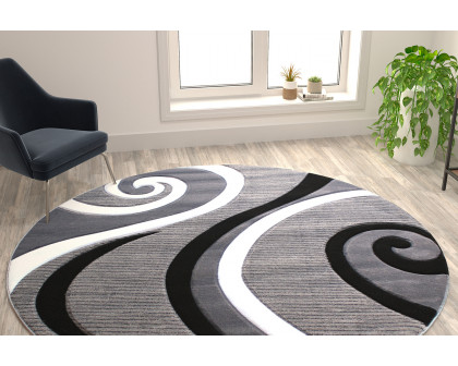 BLNK Athos Collection Abstract Olefin Area Rug with Jute Backing