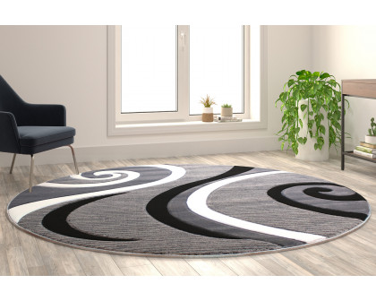 BLNK Athos Collection Abstract Olefin Area Rug with Jute Backing - Gray, 8'W x 8'L