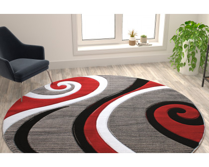 BLNK Athos Collection Abstract Olefin Area Rug with Jute Backing