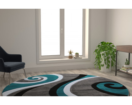 BLNK Athos Collection Abstract Olefin Area Rug with Jute Backing