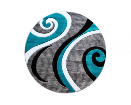 BLNK Athos Collection Abstract Olefin Area Rug with Jute Backing - Turquoise, 8'W x 8'L