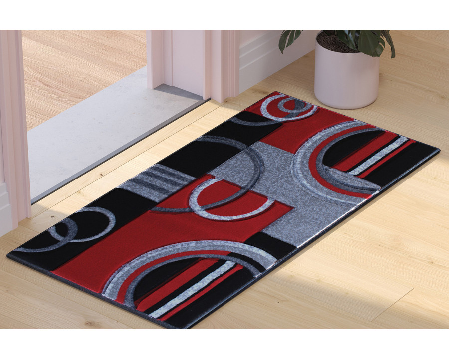 BLNK - Audra Collection Geometric Abstract Olefin Area Rug with Jute Backing