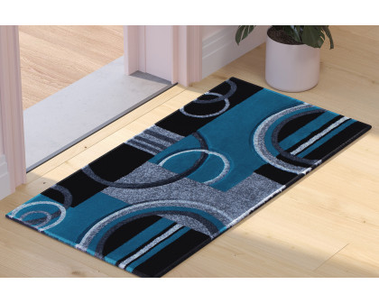 BLNK - Audra Collection Geometric Abstract Olefin Area Rug with Jute Backing