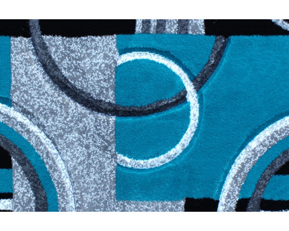 BLNK Audra Collection Geometric Abstract Olefin Area Rug with Jute Backing - Turquoise, 2'W x 3'L