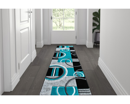 BLNK - Audra Collection Geometric Abstract Olefin Area Rug with Jute Backing