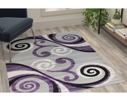 BLNK Audra Collection Geometric Abstract Olefin Area Rug with Jute Backing - Turquoise, 2'W x 7'L