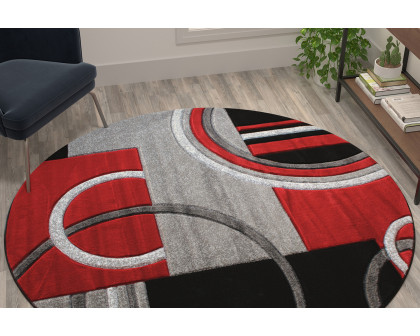 BLNK Audra Collection Abstract Round Olefin Area Rug with Jute Backing