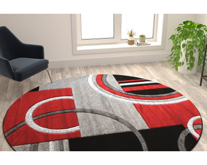 BLNK Audra Collection Abstract Round Olefin Area Rug with Jute Backing